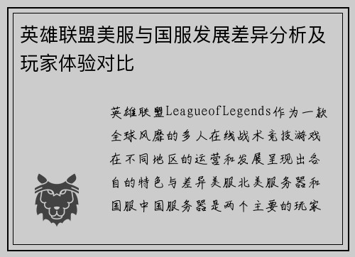 英雄联盟美服与国服发展差异分析及玩家体验对比